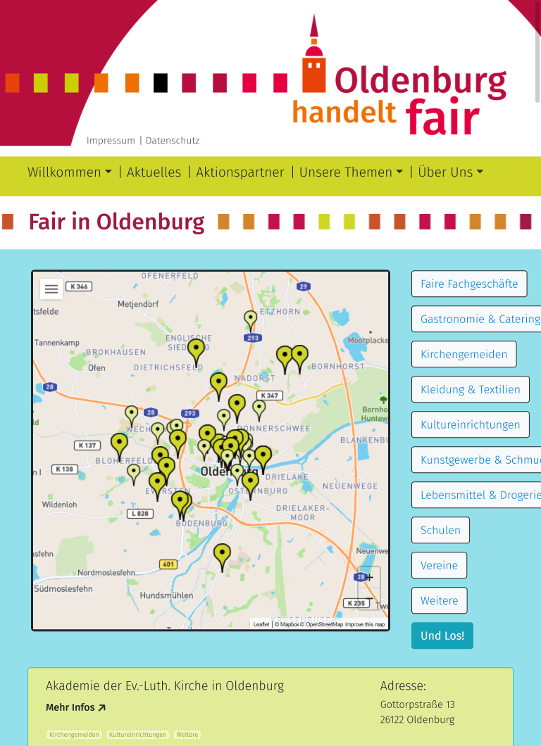 oldenburg-handelt-fair.de Ansicht Tablet